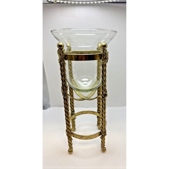 Unique Other - VTG Glass Vase with Intricate Brass Plate Holder Decorative Decor Home candle